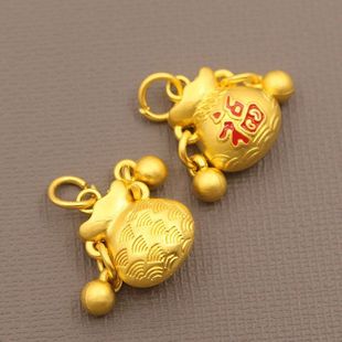 沙金手绳小配件古法掉色招财福袋挂件DIY串珠手链diy挂饰项链配饰