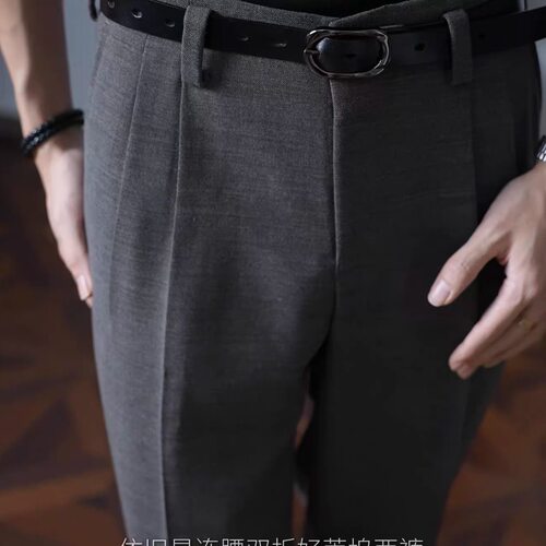 高腰双褶好莱坞裤春夏抗皱