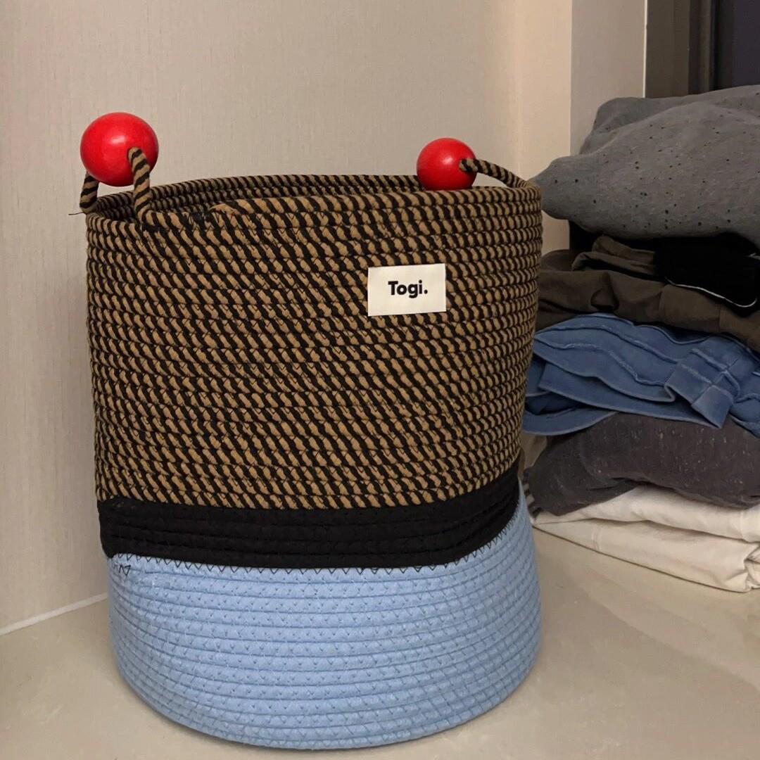 Togi机灵木棉线绳脏衣收纳桶阳台脏衣篓儿童玩具收纳筐杂物收纳箱
