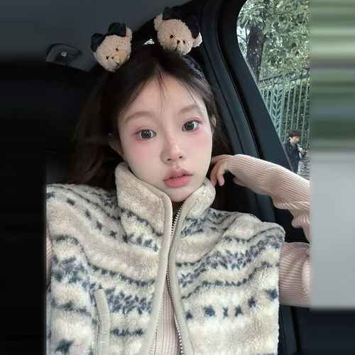 费尔岛羊羔毛马甲背心女早春2026新款美式复古高级感叠穿上衣外套