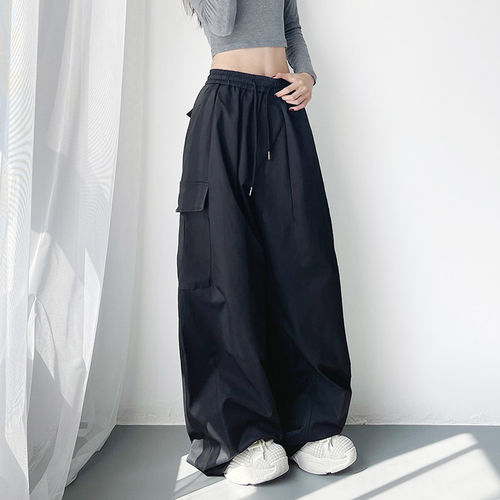 2025秋季新款宽松显瘦工装阔腿裤女梨型身材大码胖mm松弛感运动裤
