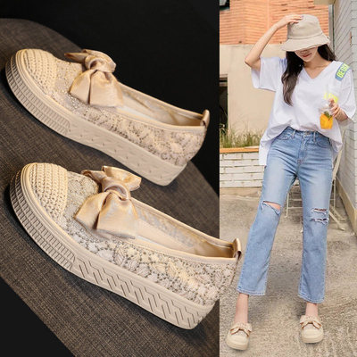 浅口渔夫鞋女2026年新款女鞋百搭鞋子秋季春秋网面懒人一脚蹬单鞋