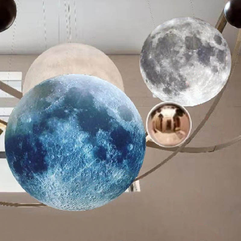 3D打印月球灯吊灯设计师创意星球灯酒吧氛围装饰餐厅来图定制户外