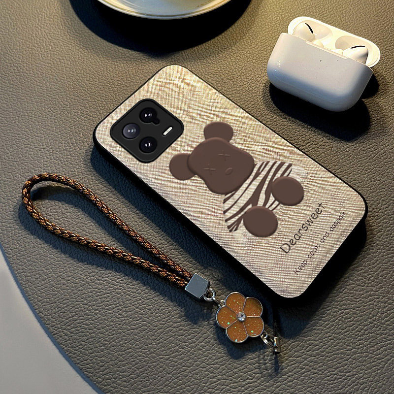 适用于小米15手机壳新款13pro保护套布纹硅胶11ultra全包防摔civi挂绳civi2网红女款12pro卡通暴力熊简约ins