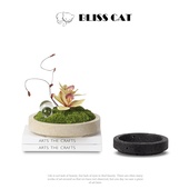 现代简约圆形黄色大理石苔藓花盆售楼处样板房茶几洽谈桌绿植花瓶