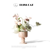 法式 艺术大理石高脚花瓶插花架空层样板房女孩房粉色花艺花器摆件