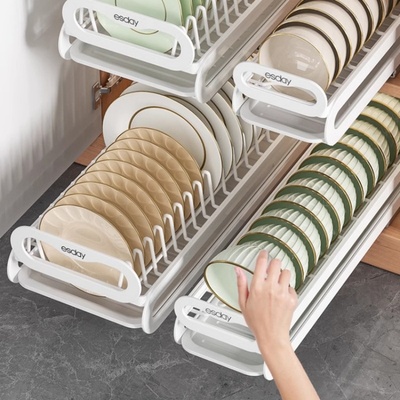 抽屉式厨房抽拉碗碟收纳架