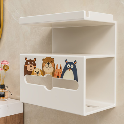 创意卫生间厕纸盒壁挂式厕所抽纸卷纸挂架洗手间免打孔纸巾置物架