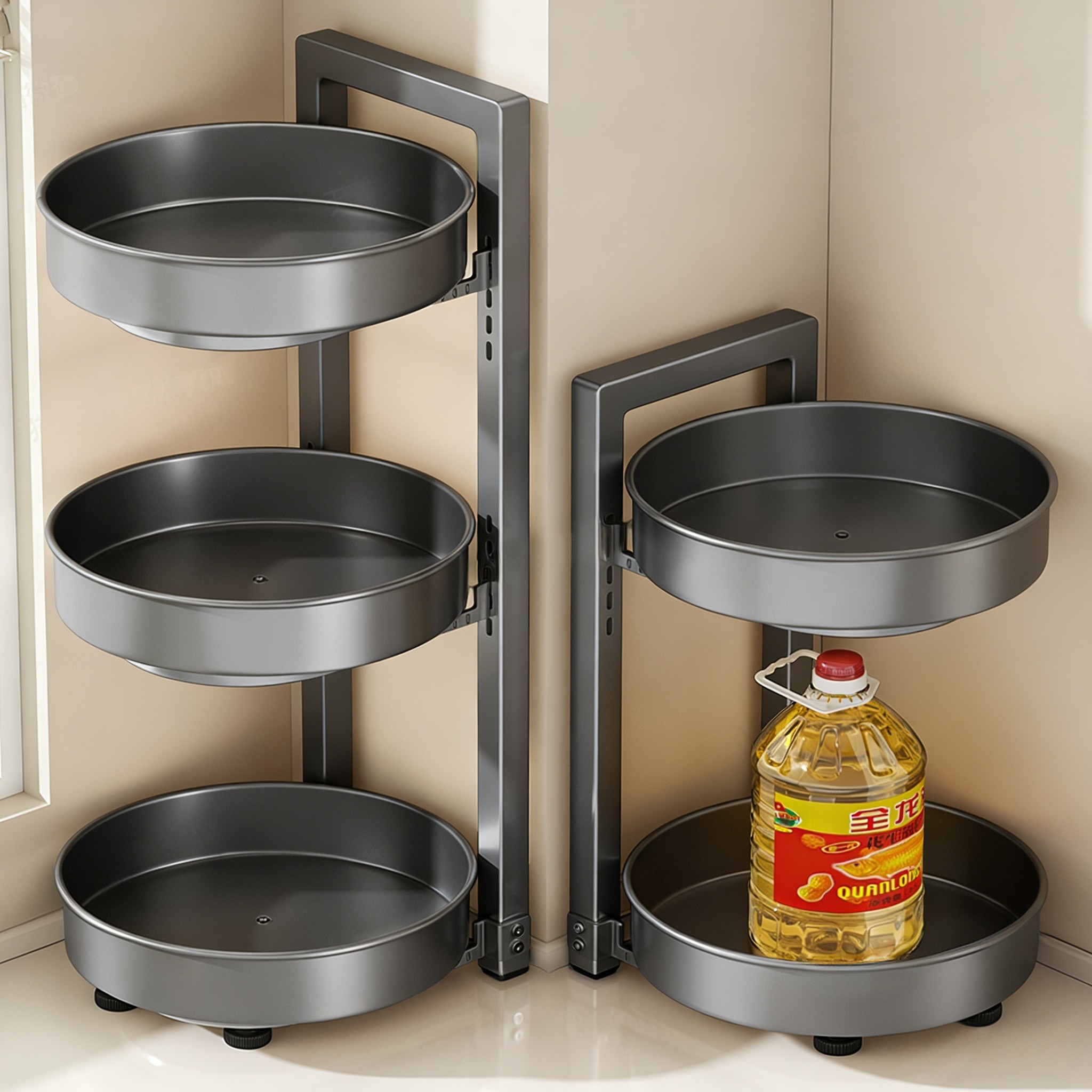 旋转调料品置物架厨房台面转角多功能放调味瓶油盐酱醋收纳盒托盘