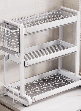 厨房家用碗碟沥水收纳架碗盘置物架多功能放刀筷子盒台面收容碗柜