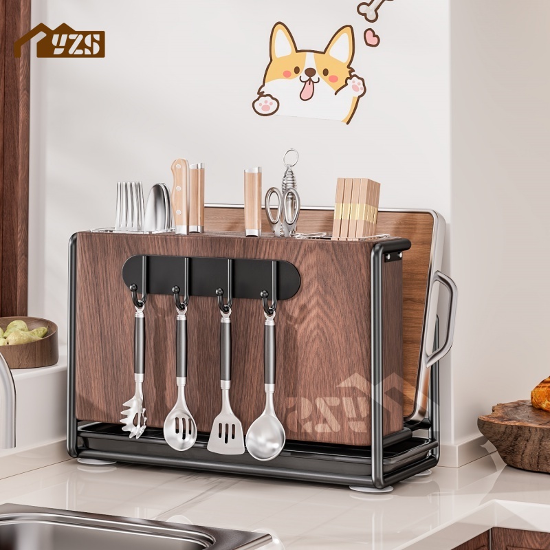 拿放敲順手的多功能中古風刀架