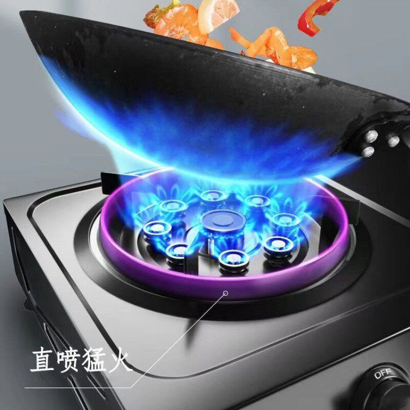 德牌台式燃气灶煤气灶双灶家用不锈钢液化气灶气猛火灶具