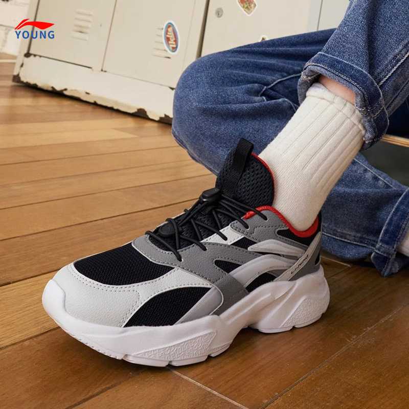 李宁童鞋休闲鞋男女大童2024新款圆头四季休闲鞋低帮童鞋ykcu210