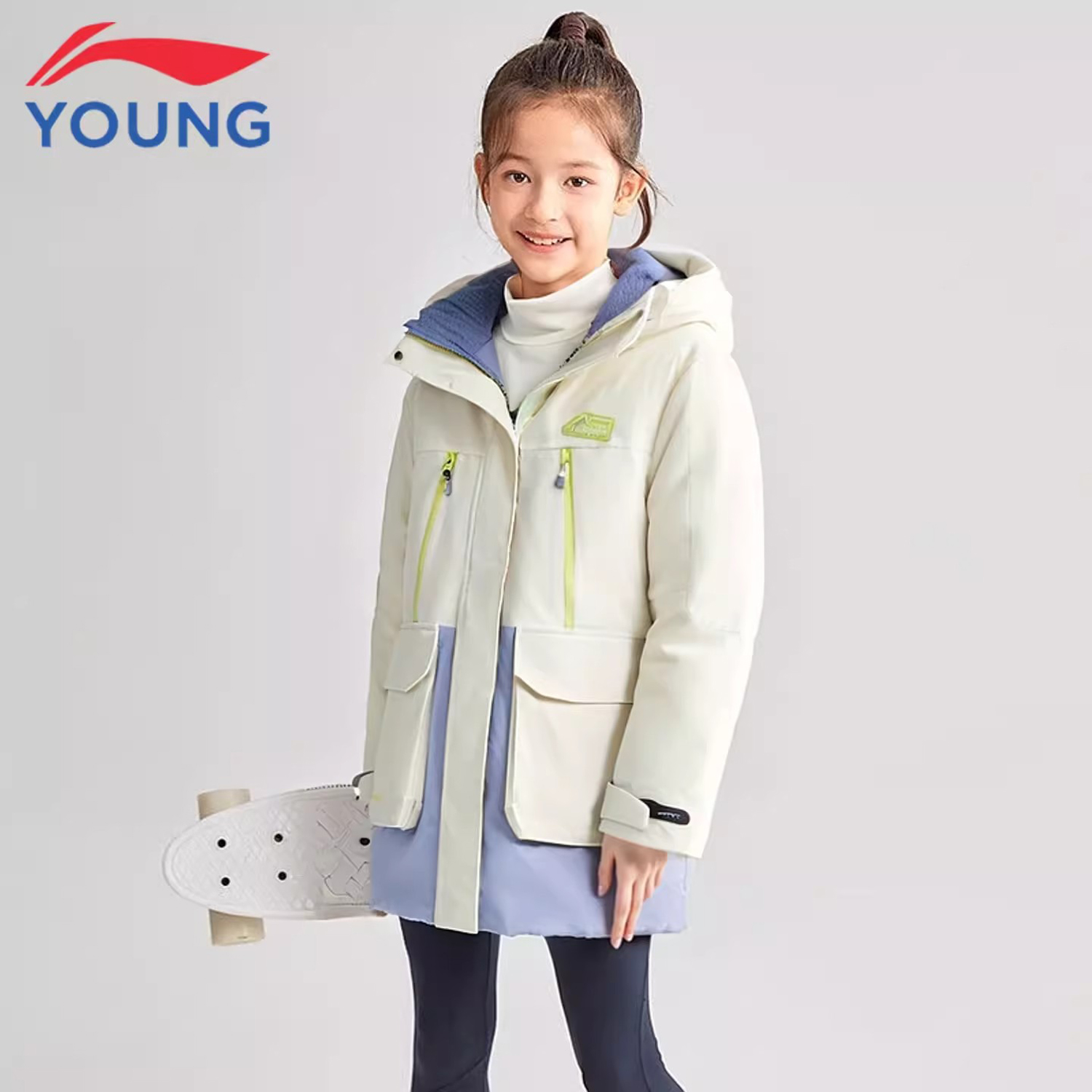 李宁儿童女中大童中长羽绒服