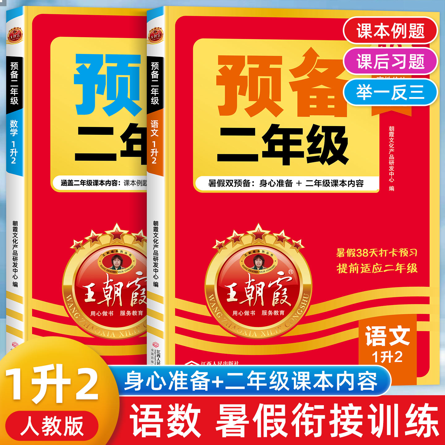 王朝霞预备二年级一升二暑假衔接人教版语文数学同步练习1升2练习题同步练习册天天练语数预习一年级升二年级一年级下册暑假作业