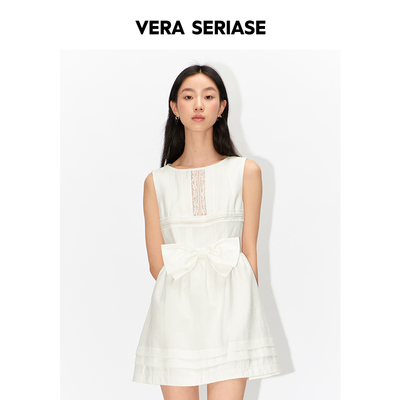 【Vera Seriase设计师品牌】2025夏季新款白色蝴蝶结无袖连衣裙
