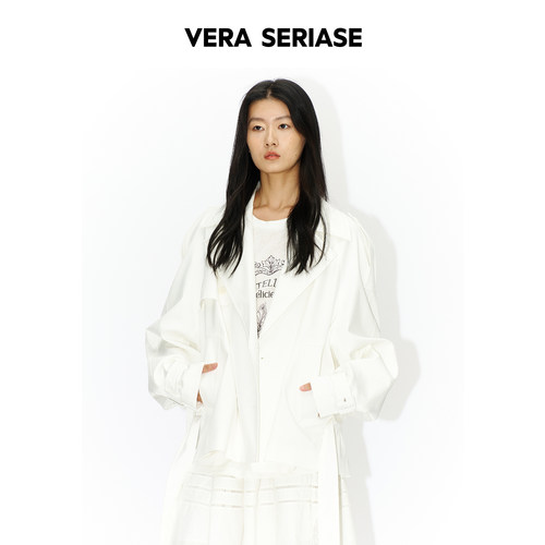 【Vera Seriase设计师品牌】2026秋季新款简约白色宽松长袖风衣