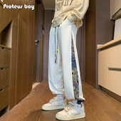 ProteusBoy裤 刺绣复古小熊束脚运动加绒厚休闲卫裤 子男款 春秋冬季