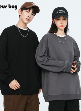 ProteusBoy卫衣男春秋冬季情侣日系纯色百搭户外运动圆领上衣长袖