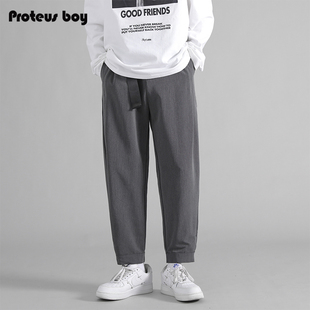 K308 复古松紧腰带可调节束脚运动冰丝休闲长裤 ProteusBoy 美式