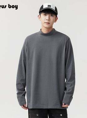 ProteusBoy 复古纯色内搭长袖打底衫户外休闲半高领无帽卫衣 9307