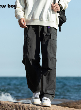ProteusBoy 户外大口袋腰带直筒抽绳加厚奥利绒休闲工装裤 80159