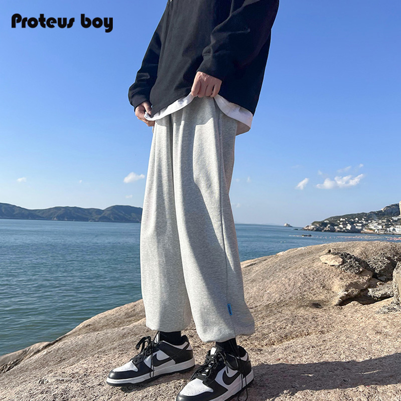 ProteusBoy裤子男春秋季潮牌宽松抽绳阔腿男士长裤束脚直筒休闲款