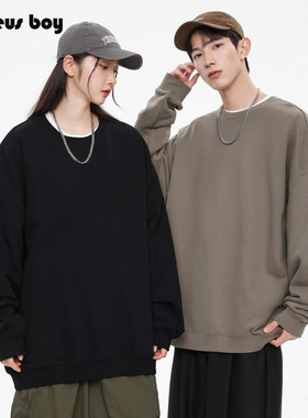 ProteusBoy卫衣男春秋冬季情侣重磅日系纯色圆领套头款上衣服长袖