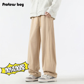 抽绳休闲长裤 ProteusBoy 日系纯色百搭户外运动直筒加绒卫裤 K350