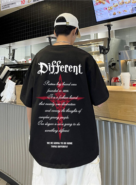 短袖t恤男夏季2025新款美式复古十字架男士高街宽松衣服潮牌半袖T