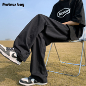 休闲长裤 裤 潮 2025新黑色男士 直筒宽松阔腿男生套装 子男款 春秋夏季