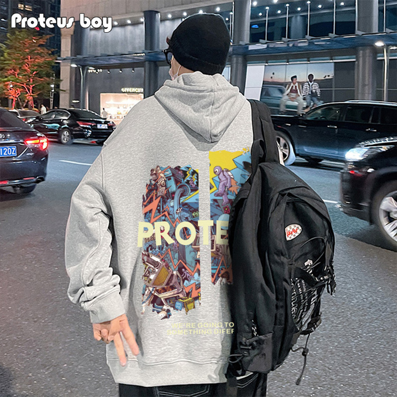 ProteusBoy美式街头分割动漫字母印花连帽卫衣 24PBWY11-P163-封面