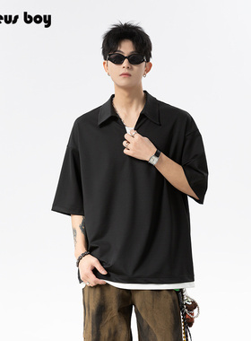 ProteusBoy 美式凉感透气户外运动假两件翻领t恤短袖POLO衫 7253