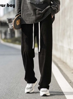 ProteusBoy裤子男款春秋冬季2025男士灯芯加绒运动直筒阔腿休闲裤