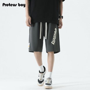 男夏季 2024新款 男士 ProteusBoy短裤 美式 发泡字母户外直筒五分中裤