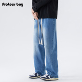 休闲长裤 ProteusBoy牛仔裤 美式 复古水洗宽松直筒男士 男款 春秋夏季