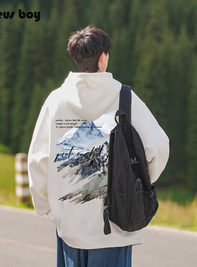 ProteusBoy 山巅之峰国潮涂鸦字母印花休闲宽松连帽套头卫衣 013P