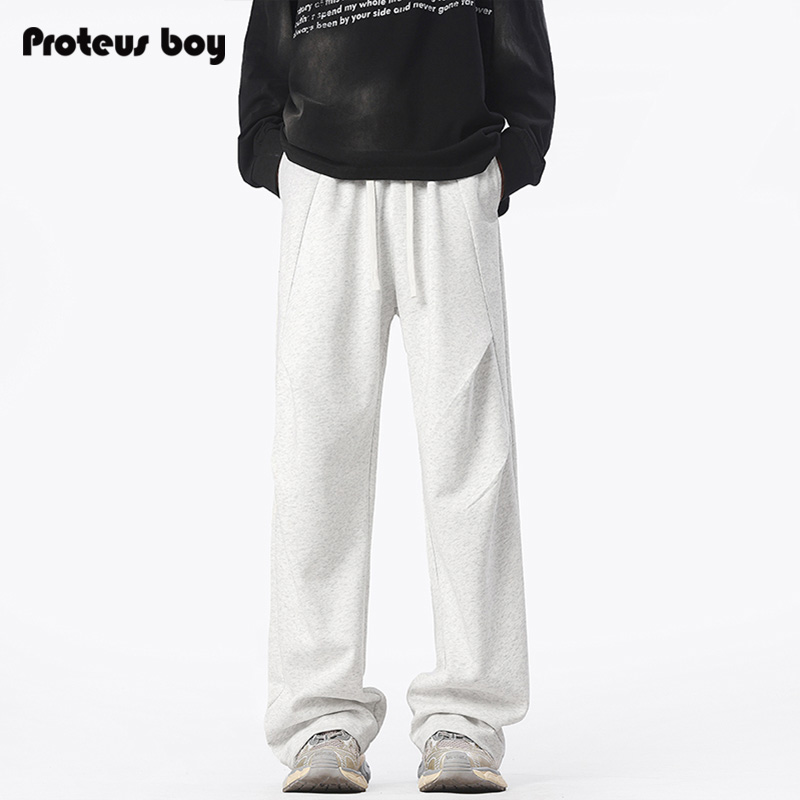ProteusBoy裤子男款春秋冬季美式纯色暗褶户外直筒卫裤阔腿