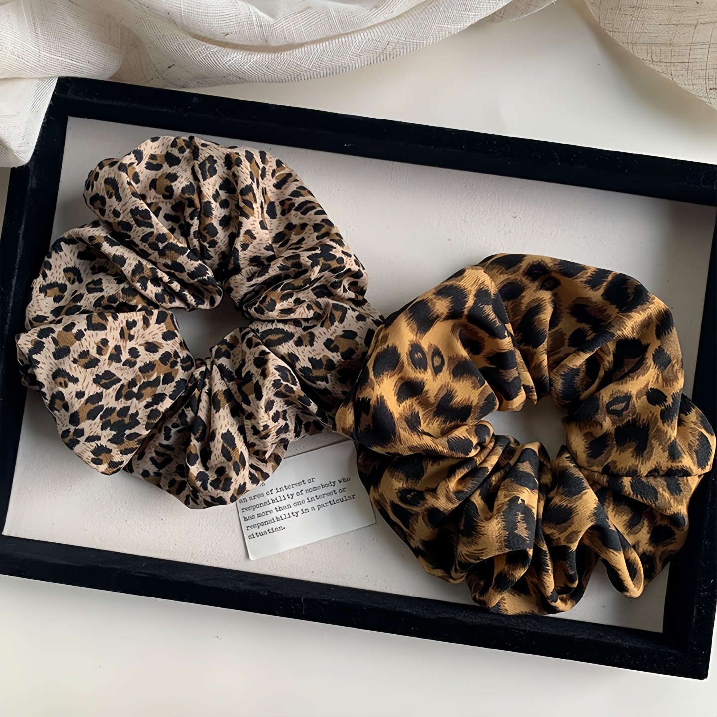 布艺褶皱豹纹大肠发圈扎马尾发饰