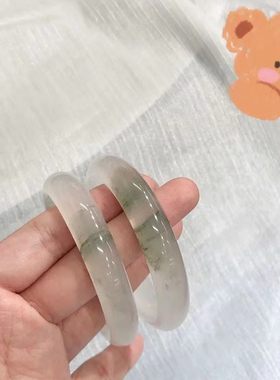 monocle 新疆天山翠冰翠金丝玉扁条手镯宝石光翡翠色冰种飘花玉石