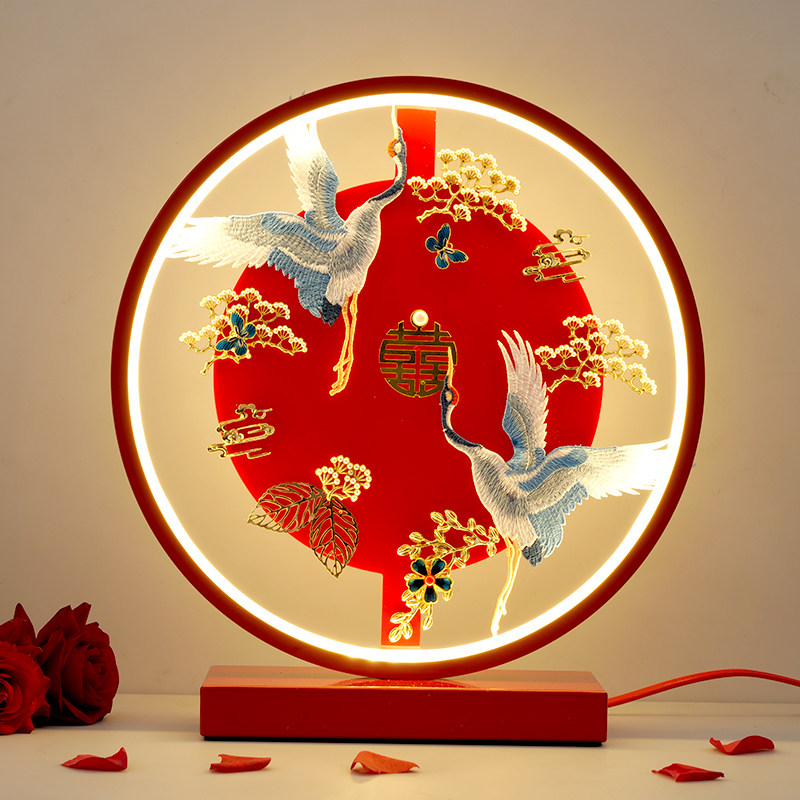 结婚台灯婚房床头灯新娘陪嫁灯卧室长明灯送新人红色喜灯新婚礼物