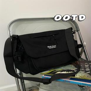 韩国ins风工装大容量斜挎包男女大学生上课包放书日单肩包包