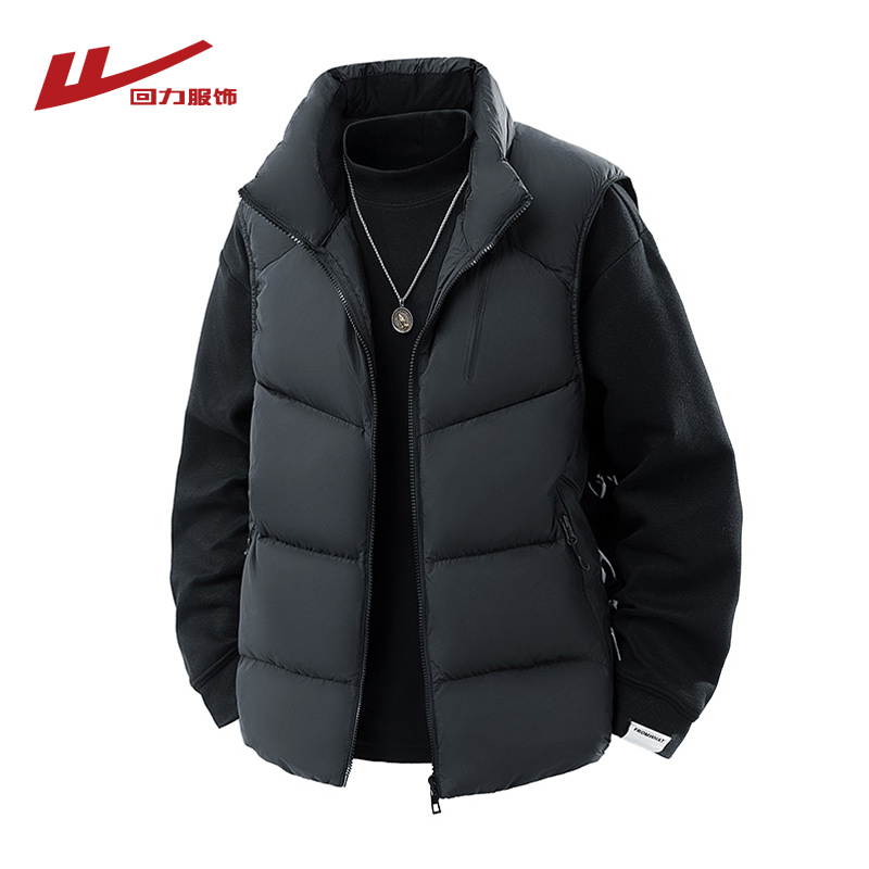 回力美式立领羽绒马甲男士秋冬季