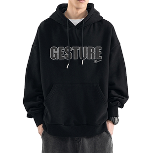 回力美式加绒卫衣男款秋冬季重磅加厚上衣服潮牌男生连帽冬款外套