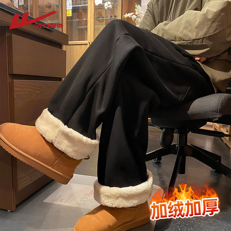 回力东北羊羔绒棉裤男士冬季2025新款加绒加厚卫裤男生休闲运动裤