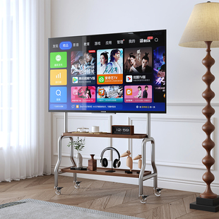 电视机可移动支架不锈钢落地式卧室带轮推车简约40-75寸家用挂架