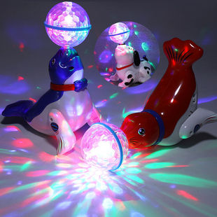 顶球狗狗海狮会唱歌跳舞旋转万向警车儿童男孩女孩狮子电动玩具