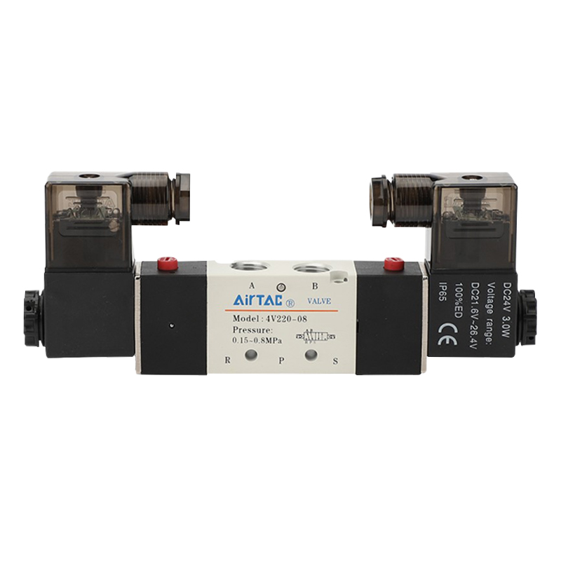 亚德客电磁阀4V220-08二位五通24V控制换向AC220V气动控制阀气i.