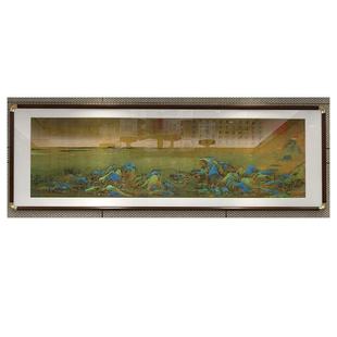 千里江山图铜角实木画框装裱中式装饰画酒店餐厅挂画复古壁画