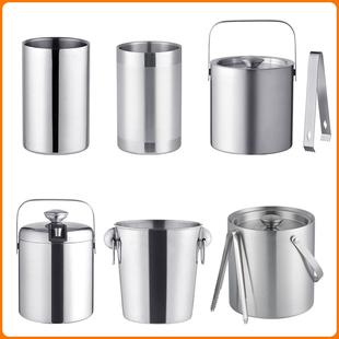 酒吧ktv双层自制冰桶1600ml不锈钢小冰桶便携户外广告啤酒桶商用
